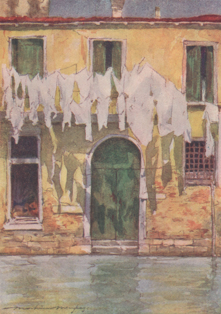 VENEZIA. 'An unfrequented canal' by Mortimer Menpes. Venice 1916 old print